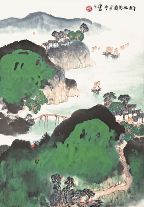 平湖帆影图