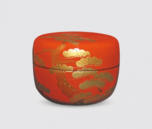 朱红苍松茶入