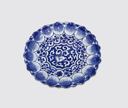 青花莲花盘