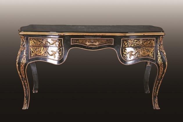 西式鎏金漆器大书桌