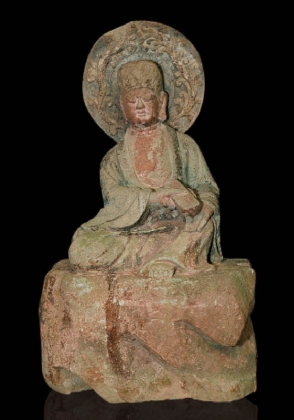 砂岩含背光佛像