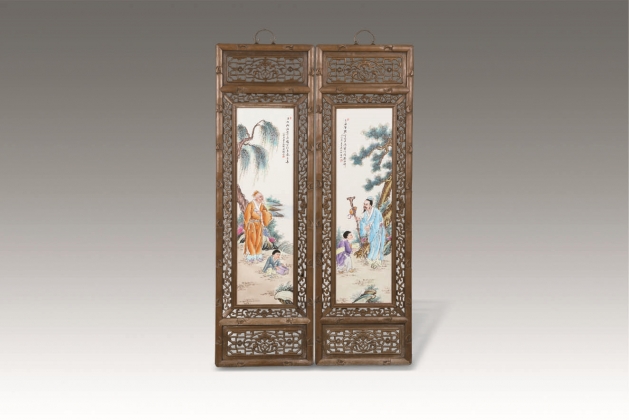 珠山八友花鸟瓷板画（两块）