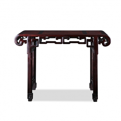 红木嵌瘿木面琴桌