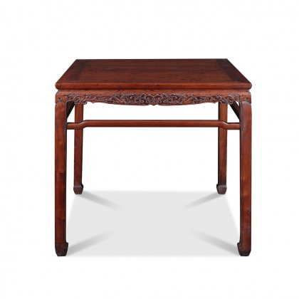 红木灵芝螭龙纹束腰八仙桌