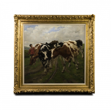 画家Jef Louis van Leemputten牛羊主题油画