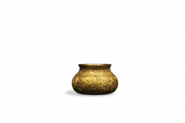 清·铜鎏金饕餮纹香炉